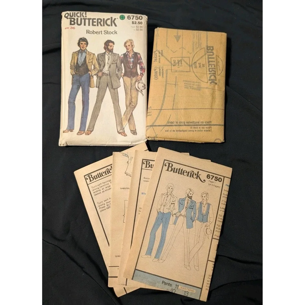 VTG Robert Stock Butterick 6750 Men's Suit Sewing Pattern Size 36 New Uncut